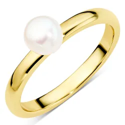 syntetisk perle ring i forgylt messing - Eliné