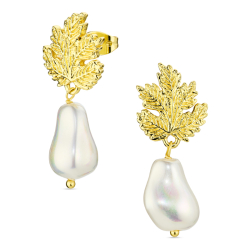 blad perle øredobber i forgylt messing - Eliné