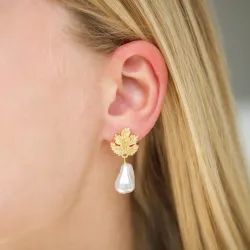 blad perle øredobber i forgylt messing - Eliné