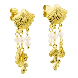 perle øredobber i forgylt messing - Eliné