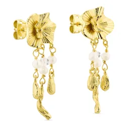 perle øredobber i forgylt messing - Eliné