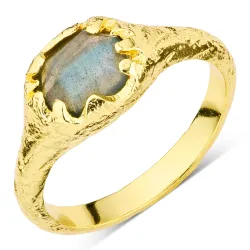 labradoritt ring i forgylt messing - Eliné