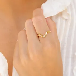 zirkon ring i forgylt messing - Eliné