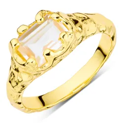 klar quartz ring i forgylt messing - Eliné