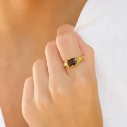 kvarts ring i forgylt messing - Eliné