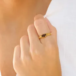 kvarts ring i forgylt messing - Eliné