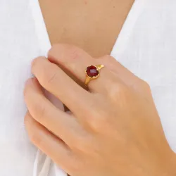 granat ring i forgylt messing - Eliné