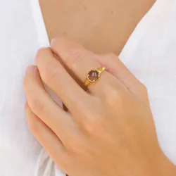 kvarts ring i forgylt messing - Eliné