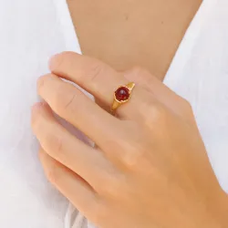 granat ring i forgylt messing - Eliné