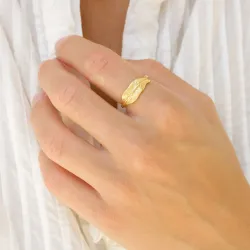 blad ring i forgylt messing - Eliné