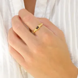 kvarts ring i forgylt messing - Eliné