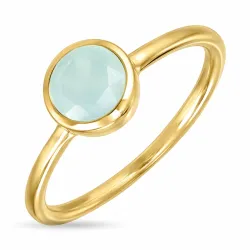 aqua krystall ring i forgylt messing - Loom Stones