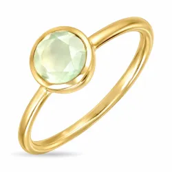 lysegrønn krystall ring i forgylt messing - Loom Stones