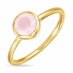 rosa krystall ring i forgylt messing - Loom Stones