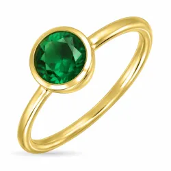 grønn krystall ring i forgylt messing - Loom Stones