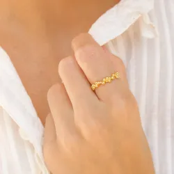 kule ring i forgylt messing - Bubbly Pure