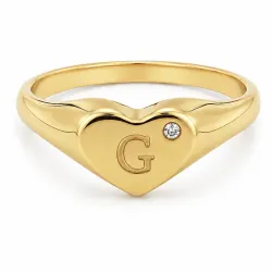 bokstav g ring i forgylt messing