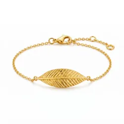 blad armbånd i forgylt messing - Pure Nature