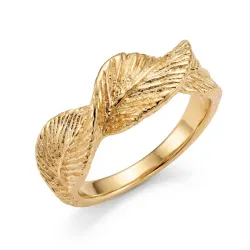blad ring i forgylt messing - Pure Nature