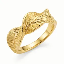 blad ring i forgylt messing - Pure Nature