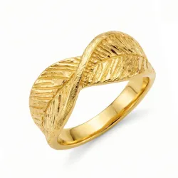 blad ring i forgylt messing - Pure Nature