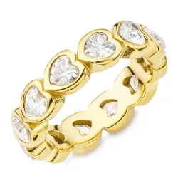 vanntett hjerte ring i forgylt stål - OCEANA