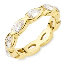 vanntett zirkon ring i forgylt stål - OCEANA