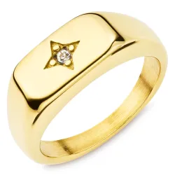 vanntett stjerne ring i forgylt stål - OCEANA