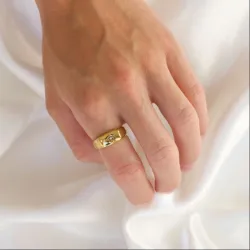 vanntett stjerne ring i forgylt stål - OCEANA