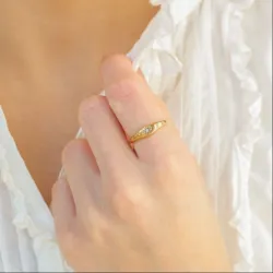 vanntett stjerne ring i forgylt stål - OCEANA