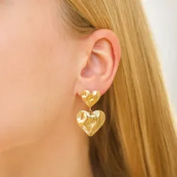 vanntette hjerte øredobber i forgylt stål - OCEANA