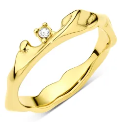 vanntett zirkon ring i forgylt stål - OCEANA