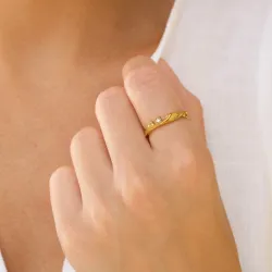 vanntett zirkon ring i forgylt stål - OCEANA