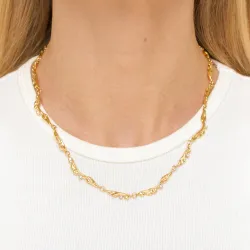 vanntett zirkon halskjede i forgylt stål - OCEANA