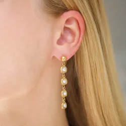 vanntette lange zirkon kjedeøreringer i forgylt stål - OCEANA