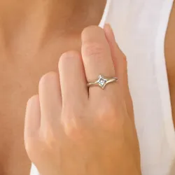 vanntett stjerne zirkon ring i stål - OCEANA