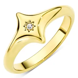 vanntett stjerne zirkon ring i forgylt stål - OCEANA