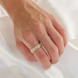 vanntett zirkon ring i forgylt stål - OCEANA