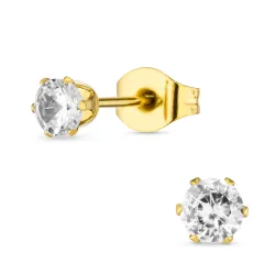 4 mm vanntette zirkon ørestikker i forgylt stål - OCEANA