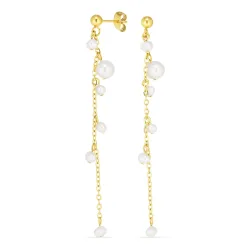 vanntette perle kjedeøreringer i forgylt stål - OCEANA