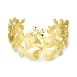 vanntett blomst armring i forgylt stål - OCEANA