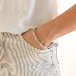 vanntett zirkon armring i stål - OCEANA