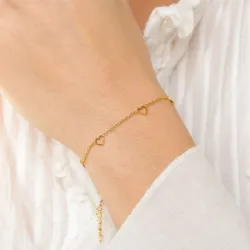 vanntett hjerte armbånd i forgylt stål - OCEANA