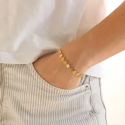 vanntett rund armbånd i forgylt stål - OCEANA