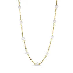 vanntett perle halskjede i forgylt stål - OCEANA