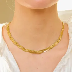 vanntett halskjede i forgylt stål - OCEANA