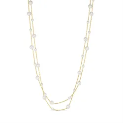 vanntett perle halskjede i forgylt stål - OCEANA