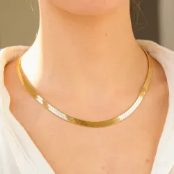 vanntett halskjede i forgylt stål 45 cm x 6 mm  - OCEANA