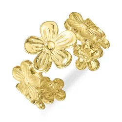 vanntett blomst justerbar ring i forgylt stål - OCEANA