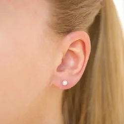 4 mm vanntette hvit perle ørestikker i forgylt stål - OCEANA